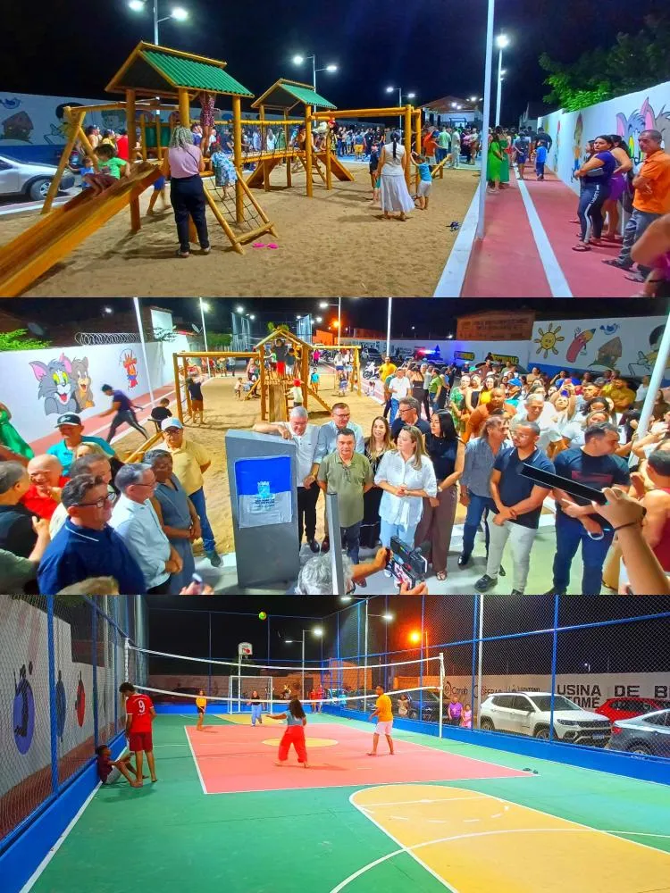 Prefeito Luiz Claudino e Larúcia Sá entregam praça e arena poliesportiva no bairro Tarcilio Pereira
