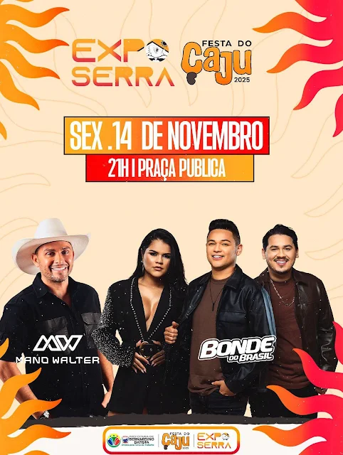 Mano Walter e Bonde do Brasil confirmados na Festa do Caju 2025 em Bernardino Batista