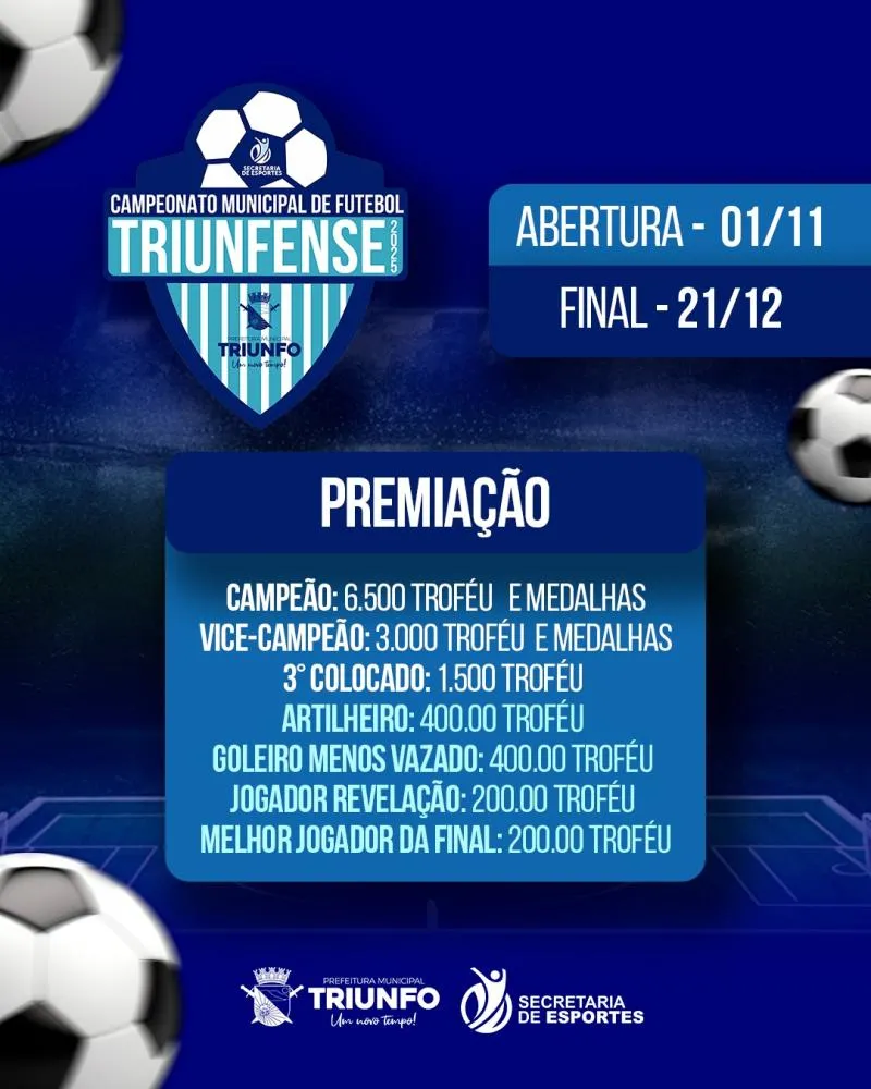 Prefeitura de Triunfo vai iniciar o Campeonato Municipal 2025