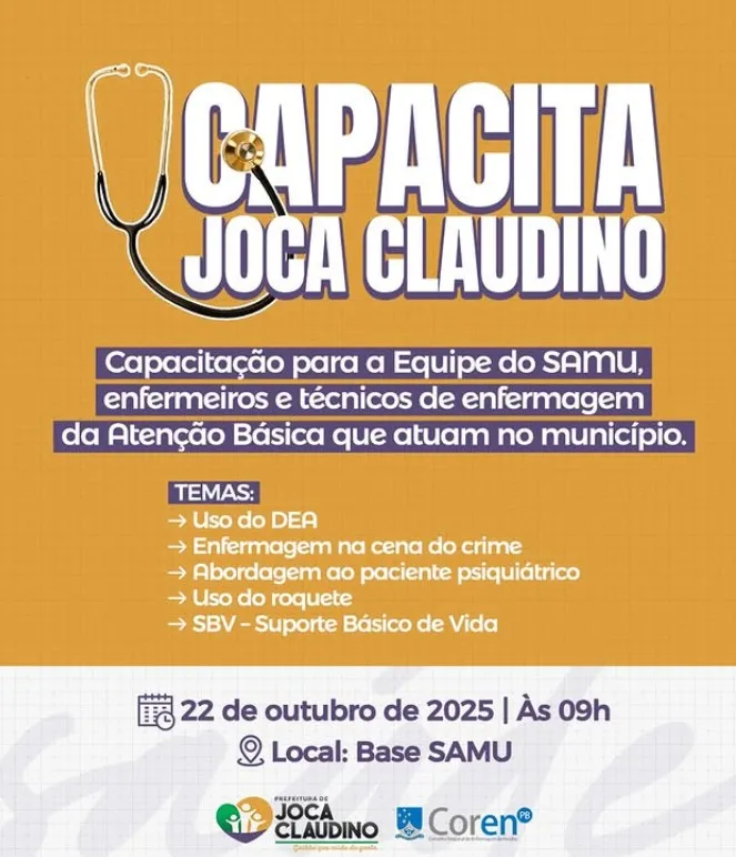 Prefeitura de Joca Claudino promove capacitação para profissionais da saúde e SAMU