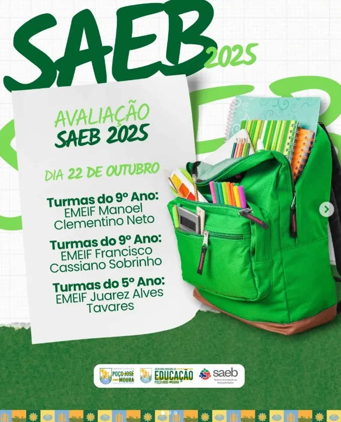 Rede Municipal de Poço de José de Moura se prepara para a Avaliação SAEB 2025