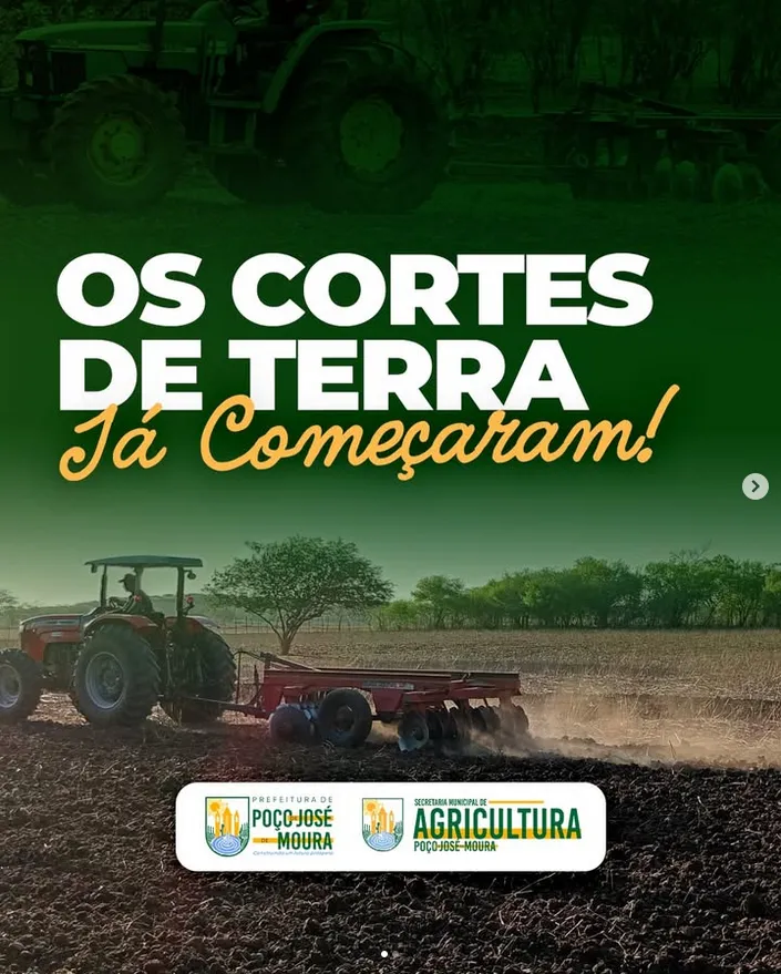 Prefeitura de Poço de José de Moura inicia cortes de terra e divulga cronograma semanal