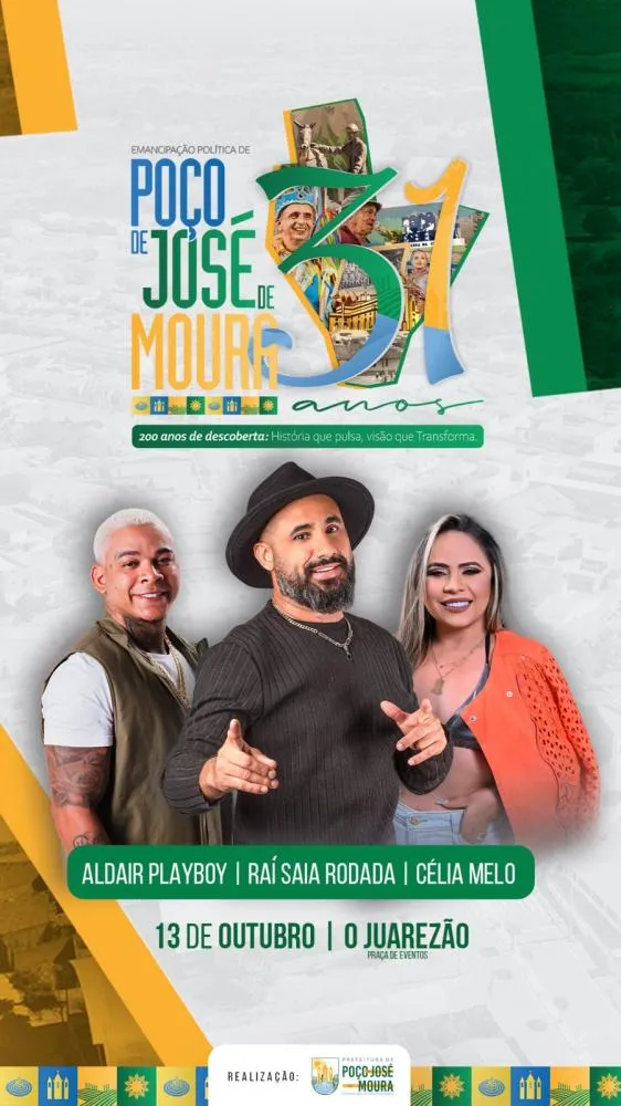 Prefeita Laís Raquel divulga a programação oficial do aniversário de 31 anos de Poço de José de Moura